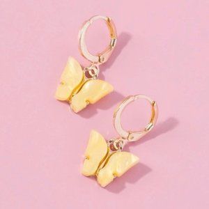 Butterfly Decor Mini Hoops, Yellow